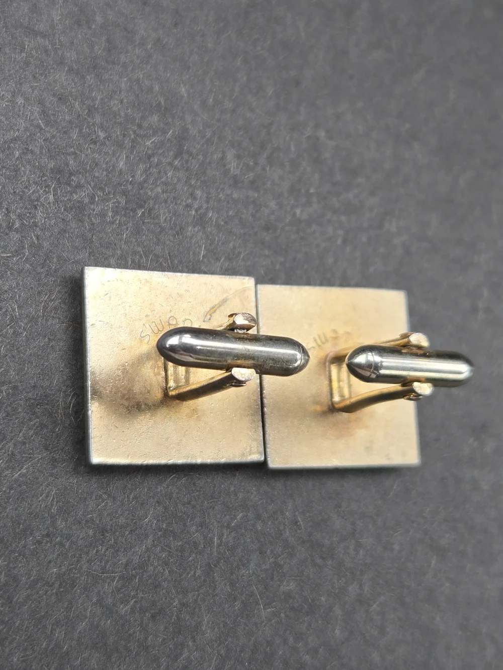 VTG SWANK Gold-tone In Abalone Cufflinks  & Mother-of-Pearl Round Cufflinks Set